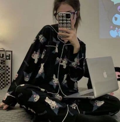 2Pcs Pompom Purins Women'S Pajamas Girls Kuromi Kawaii Summer T-Shirt 2548