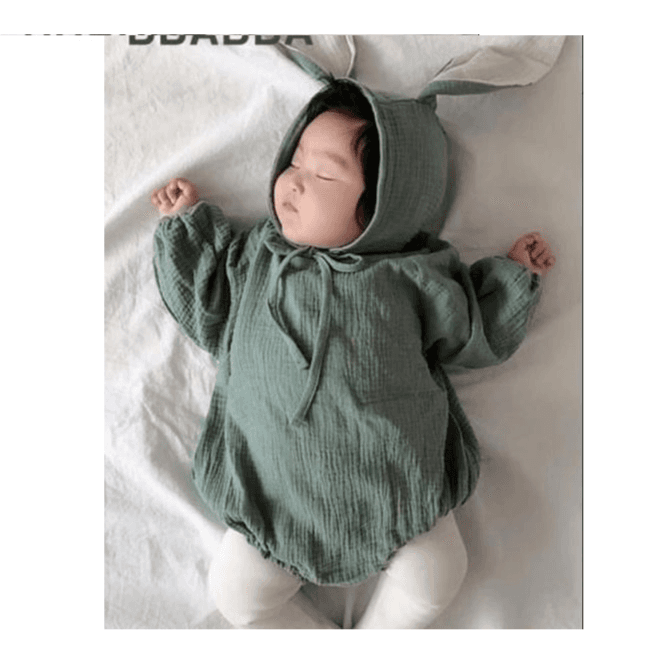 Jumpsuit With Bunny Hat - S - Olive Green