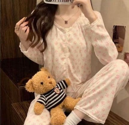 Women'S Pure Cotton Long Sleeve Sleepwear 2023 New Spring Summer Style 2544