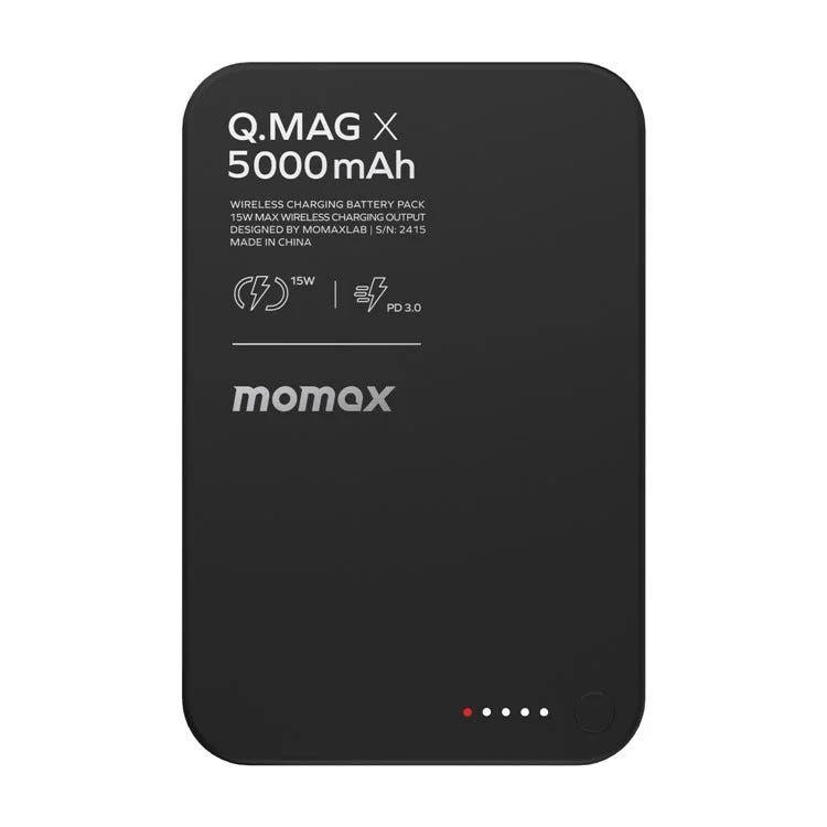 Momax Q.Mag X 5000Mah Gen2 15W Ultra Slim Magsafe Wireless Power Bank Black