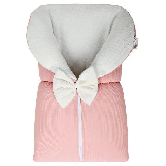 Little Angel White & Grey Sleeping Bag White W/Bow (Peach)