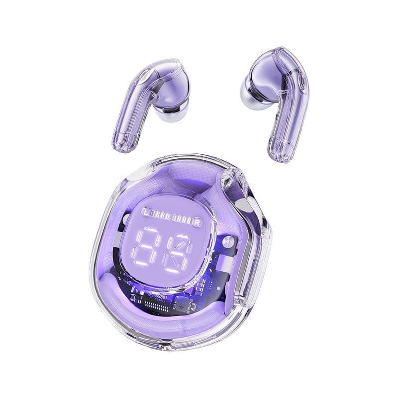 Acefast T8 Crystal (2) Color Bluetooth Earbuds,White Moon Alfalfa Purple