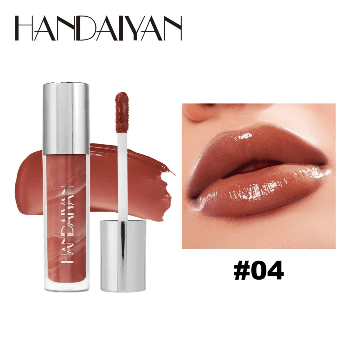 Handaiyan Women Simple Marble Mirror Moisturizing Lip Glaze 4