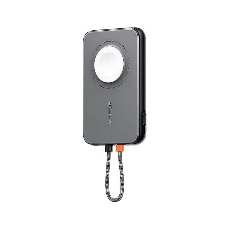 Porodo 5000Mah Slim Powerbank Integrated Lightning Cable Black