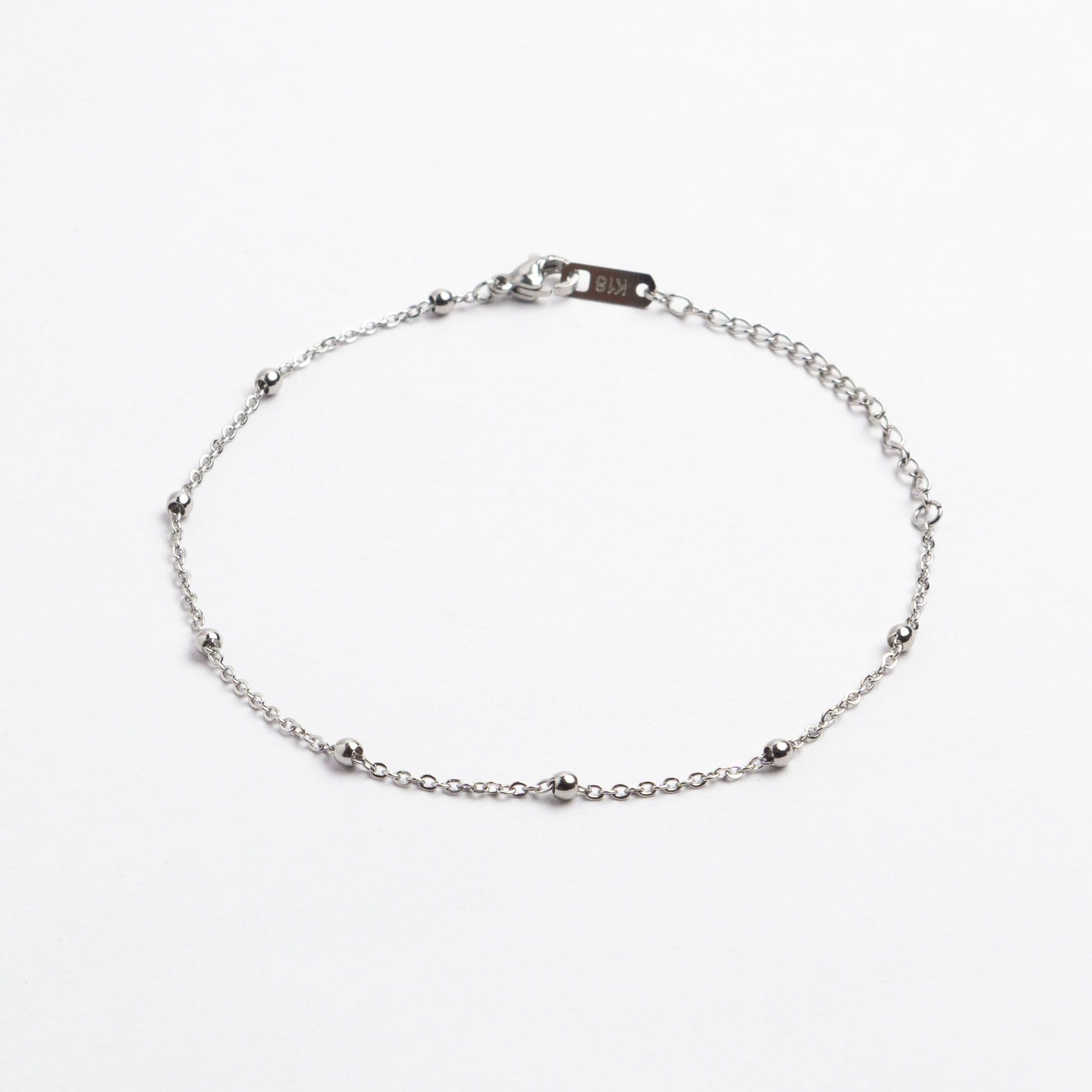Small Beads Anklet - Silver