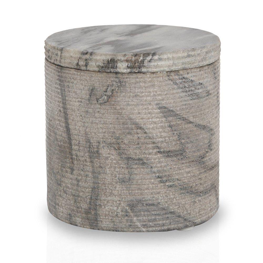 Marble Cotton Jar, Grey