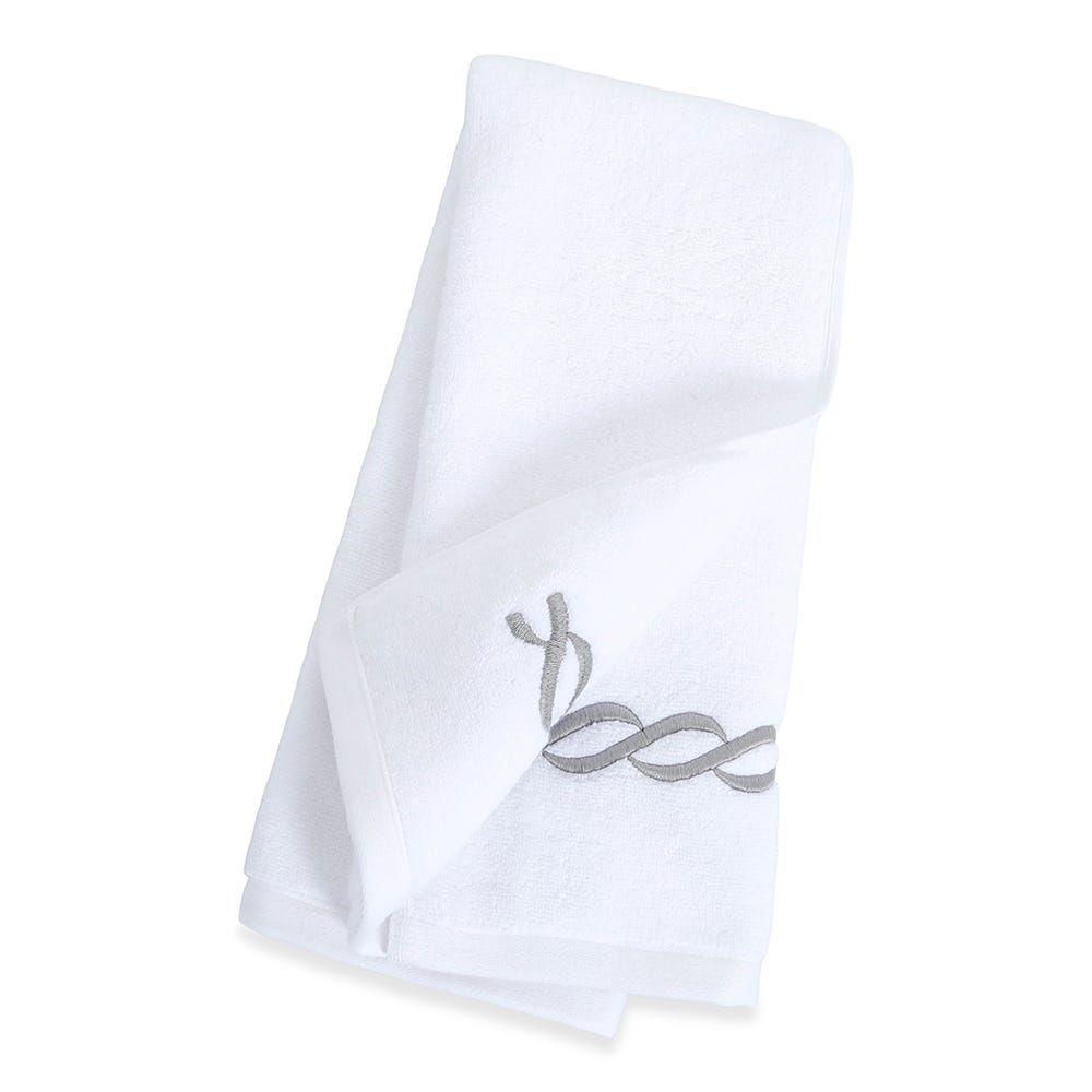 Hotel Chain Embroidery Hand Towel, White & Silver - 500 Gsm, 50X80 Cm