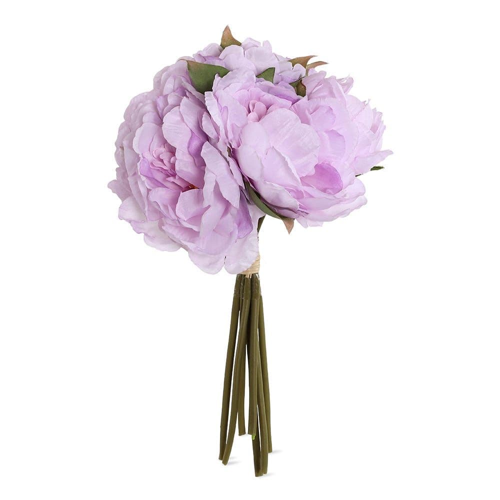 Peony Bouquet with 3 Buds, Light Purple - 27 cm