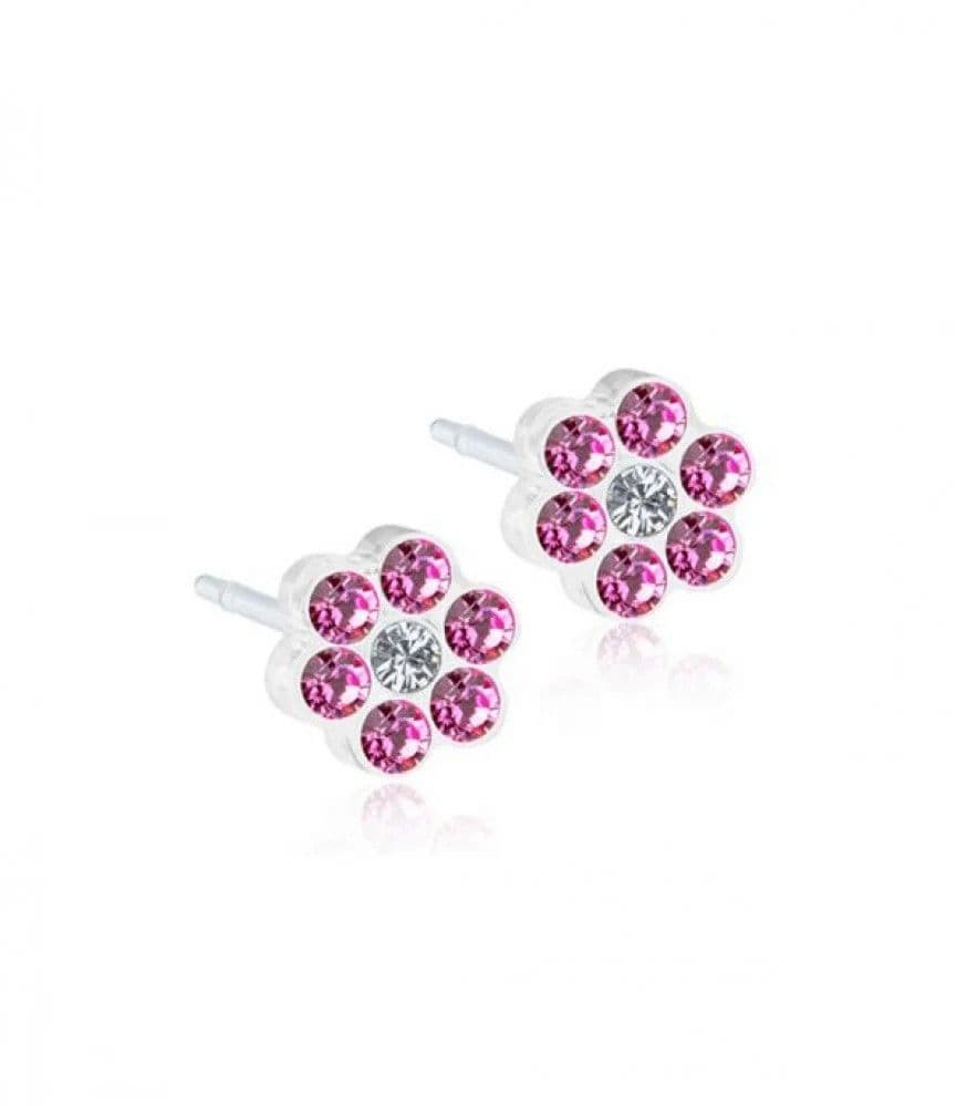 Blomdahl Medical Plastic 5Mm Daisy Rose Crystal Earring B