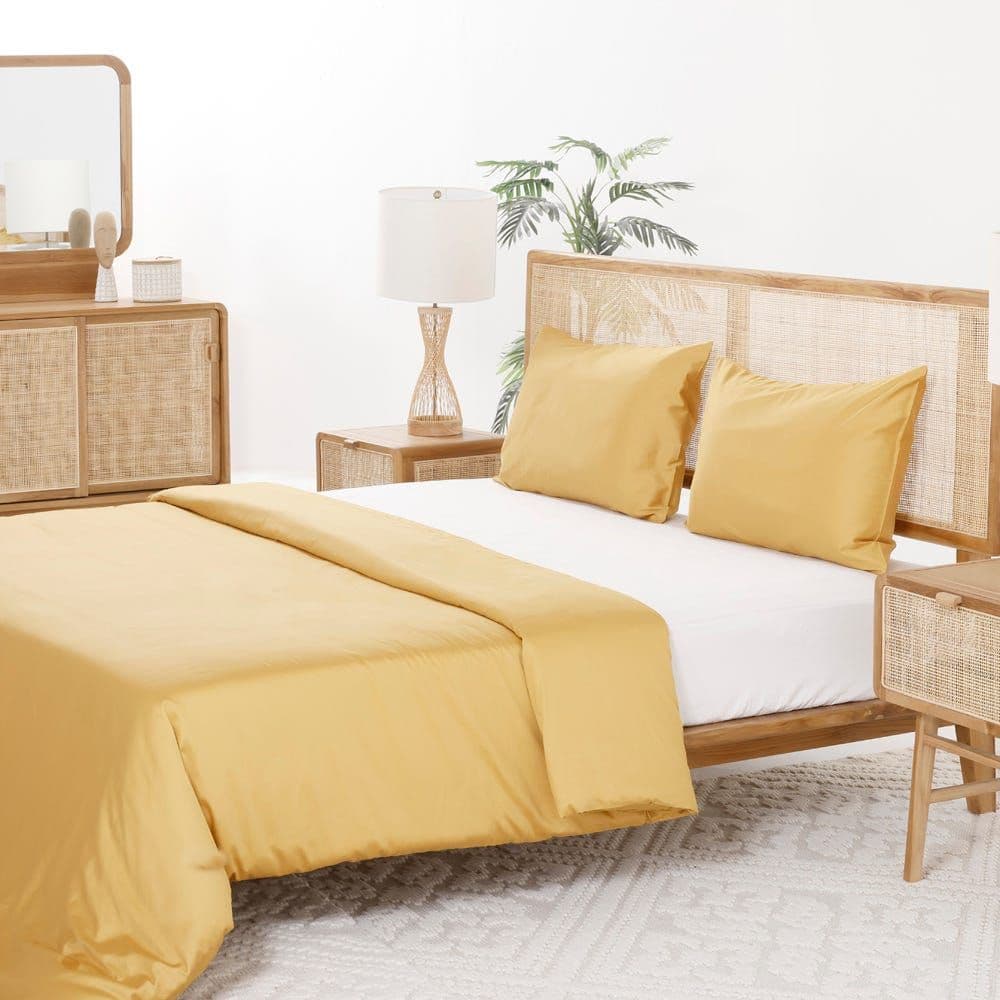 Breathable 3-Piece Duvet Cover Set, Mustard - 300Tc, 200X200 Cm