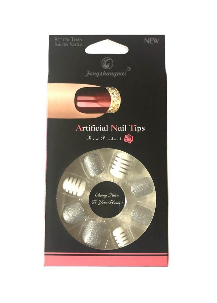 Glitter Nail Tips - Silver Model: 6