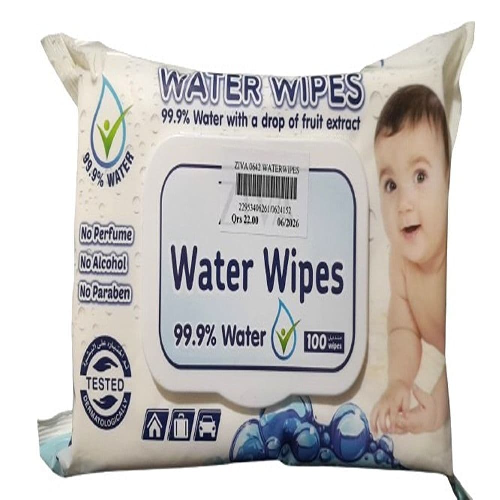 Ziva Water Wipes With A Drop Of Fruit Extract 100'S