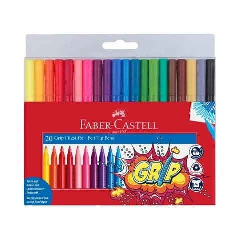 Faber Castle Grip Colour Markers Multicolour 20Pieces