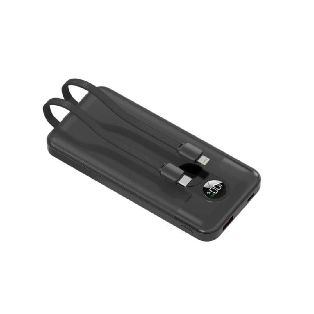 Porodo 20K Powerbank Digital Display With C & Lightning Cable Black
