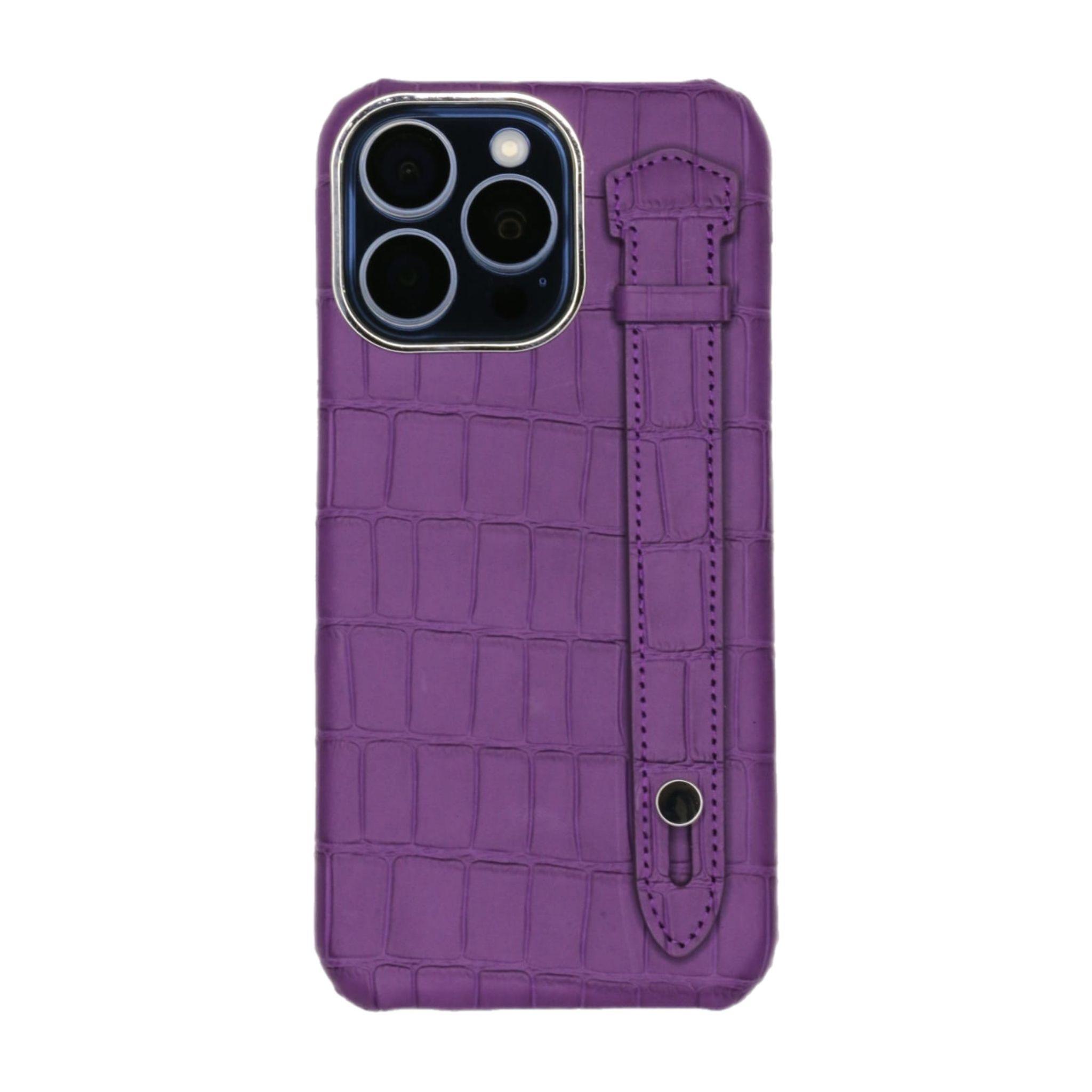 Gs Purple Cover Genuine Cow Leather With Side Strap- Iphone 11 Pro