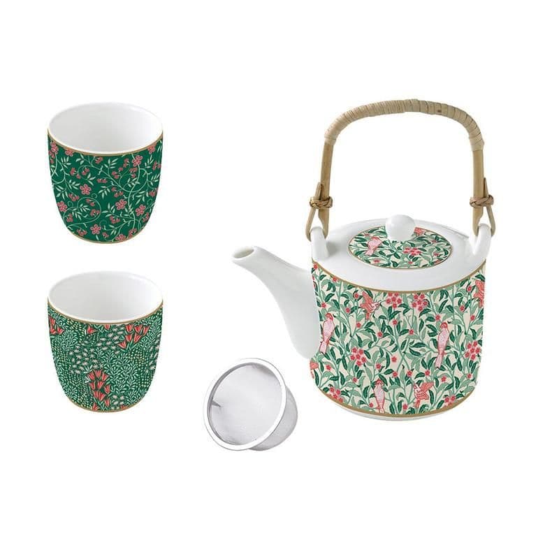 Floral Fantasy Teapot With 2 Cup Set, Multicolour - 600 &160 Ml