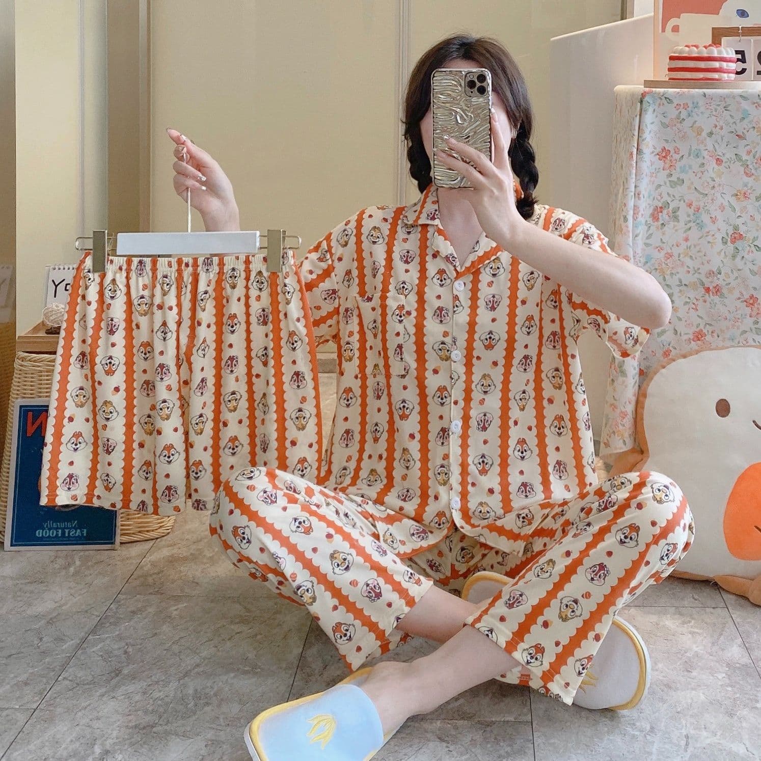 Kawaiii Animal Pajamas Pants Stripe Nightwears 2628