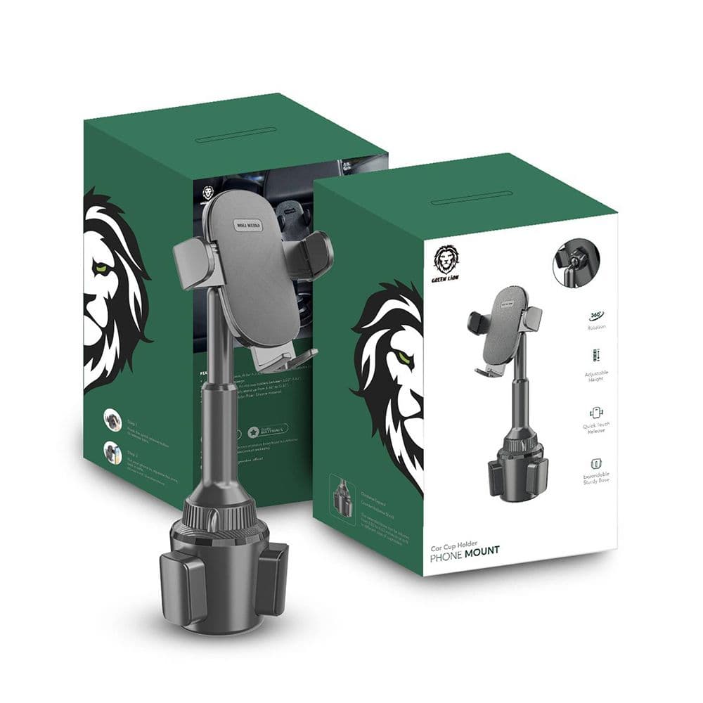 Green Lion 360° Mobile Adjustable Car Cup Phone Mount For All Mobile - Black