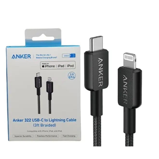 Anker 322 Usb - C To Lightning Cable 3Ft (0.9M) Black - A81B5