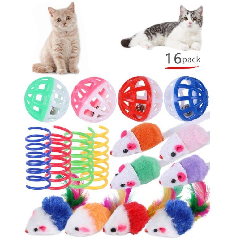 16Pcs Pet Cat Toy Assortment Set