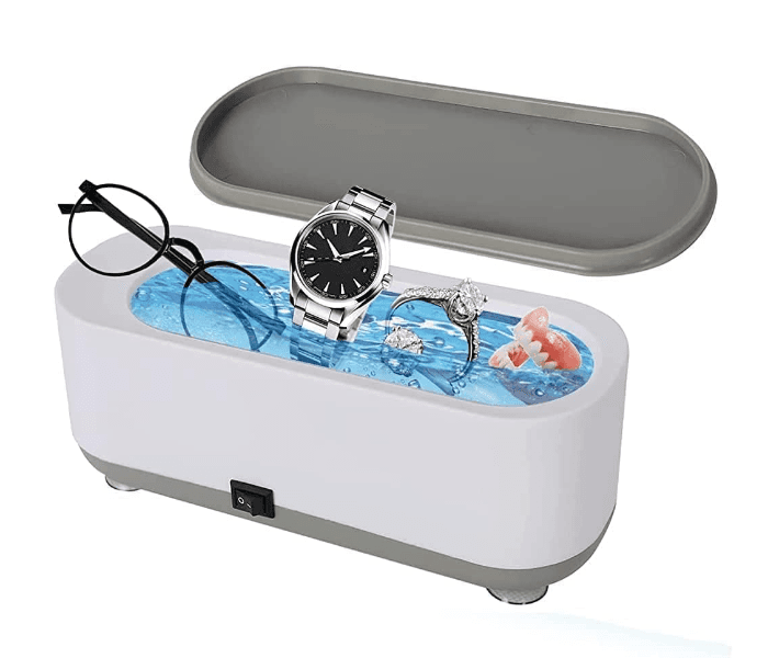 Portable Ultrasonic Jewellery Cleaner 45kHz Multifunctional Cleaner, Professional Domestic Cleaning Instrument for Jewellery, Watches, Glasses, Braces, Razors, Cosmetic Brushes