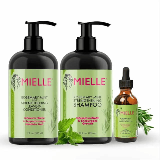 Mielle Rosemary 3 In 1 (Mielle Rosemary Mint Blend Strengthening Conditioner - 355Ml+Mielle Rosemary Mint Strengthening Shampoo - 355Ml+Mielle Rosemary Mint Scalp & Hair Strengthening Oil - 59Ml)