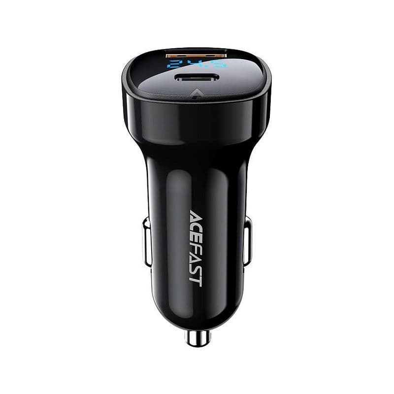 Acefast B4 Digital Display 66W(Usb-C+Usb-A) Dual Port Car Charger Black