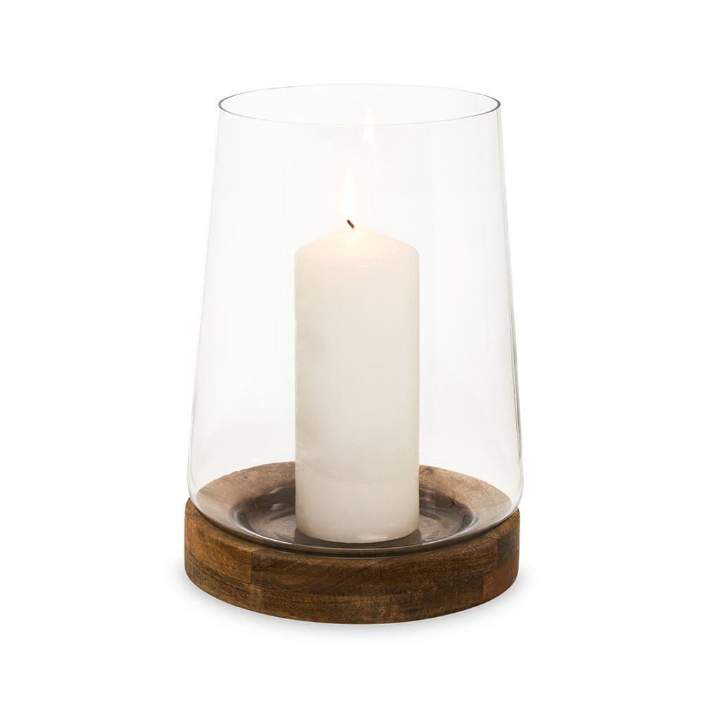 Firoz Glass Candle Holder, Clear & Natural - 18X26Cm
