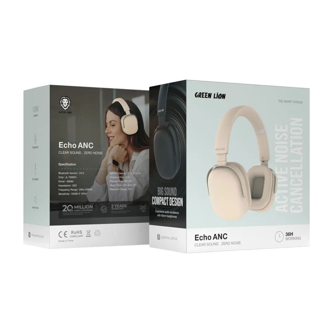 Echo Anc Wireless Headphone. Clear Sound And Zero Noise - Green Lion