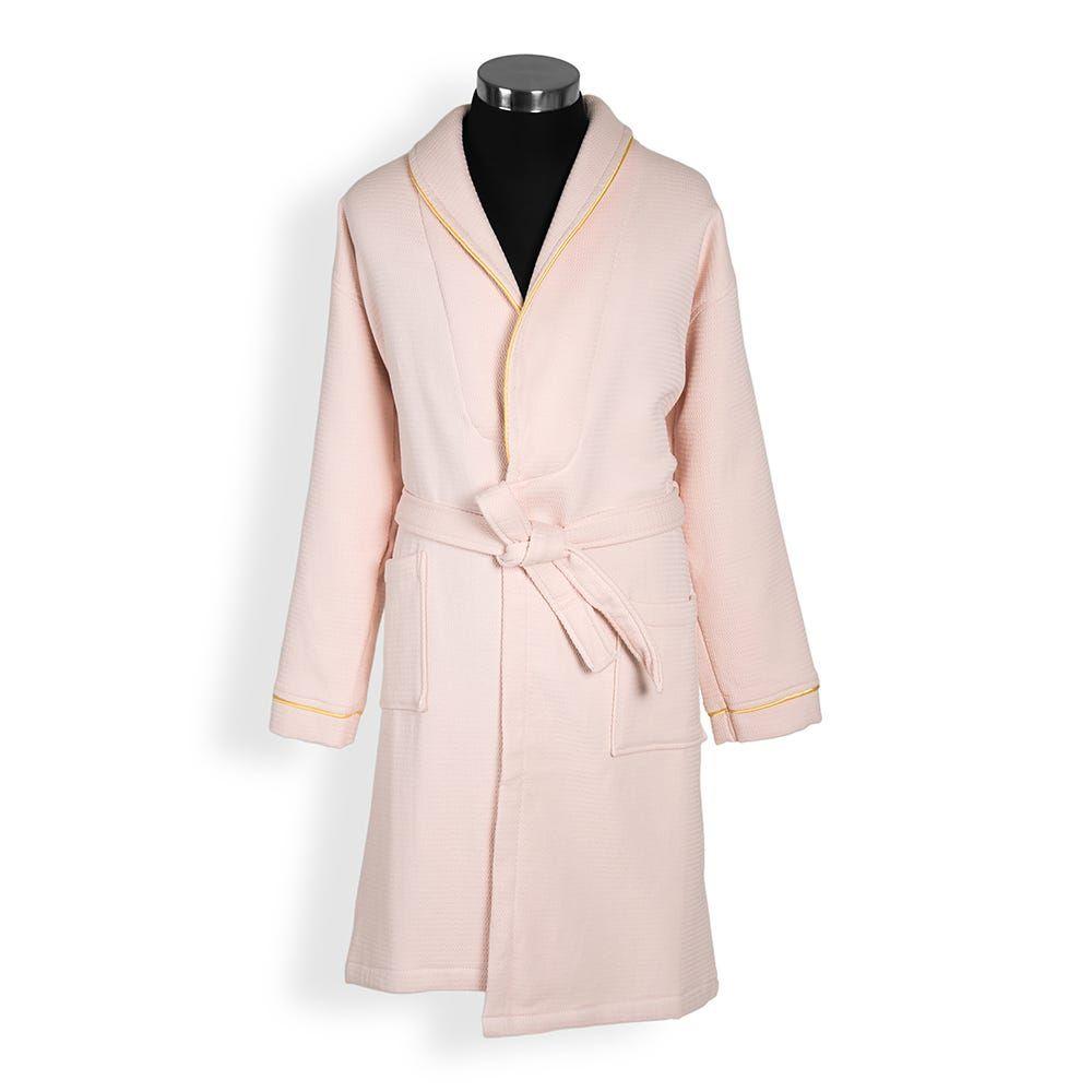 Waffle Trimmed Robe, Blush & Gold