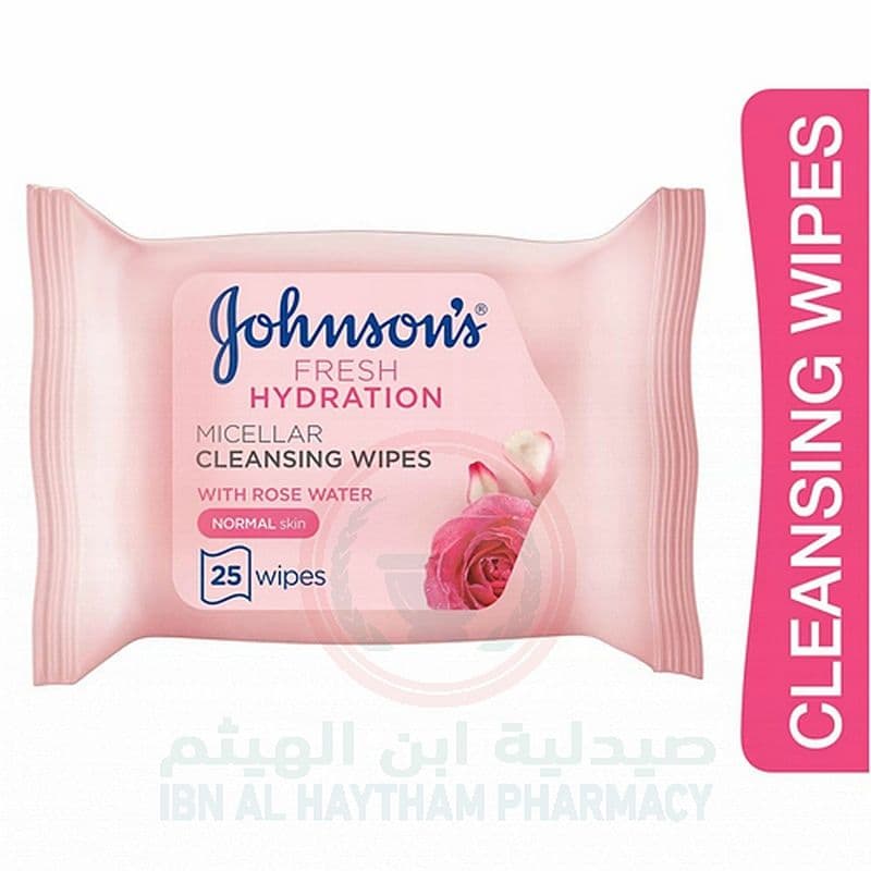 Johnson & Johnson Facial Wipes Rose Water 25'S