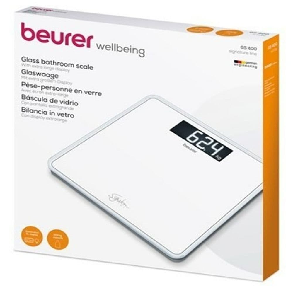 Beurer Wellbeing Glass Bathroom Scale GS400 White 