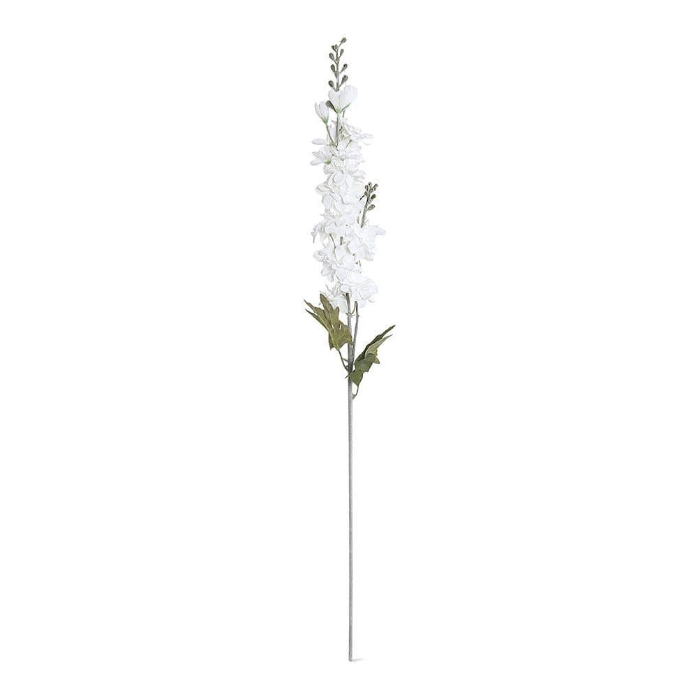 Flocked Delphinium Spray, White - 88 Cm