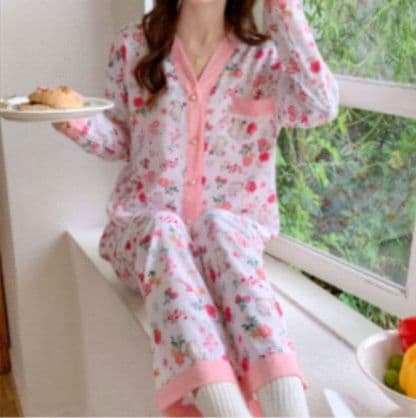 Women'S Spring And Fall Pajamas Homewear Set Huar Mian Female Loose Large Size 2546