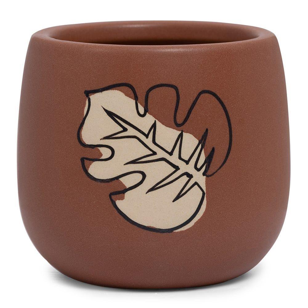 Ceramic Leaf Planter, Semi Matte Terracotta & Semi Matte Sahara - 18 Cm