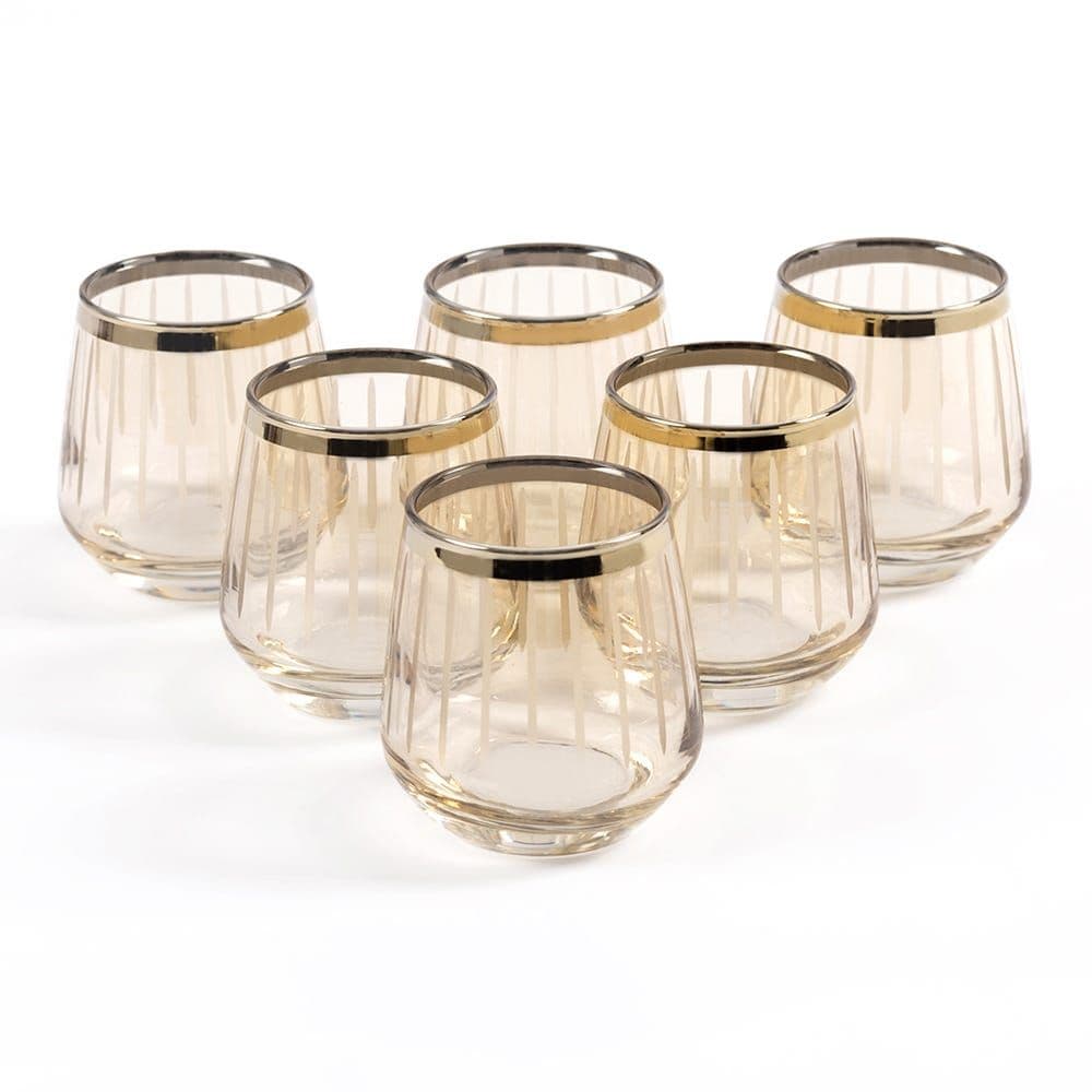 Allegra 6-Piece Striped Beside The Coffee Tumbler Set, Honey & Gold - 115 Ml