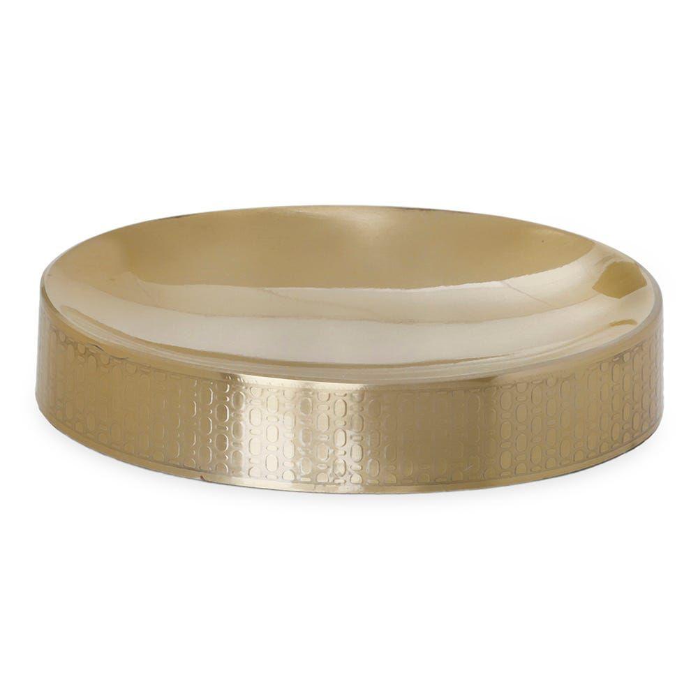 Oval Etched Soap Dish, Soft Gold - 14x2.75 cm