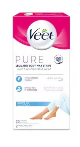 Veet Pure Legs & Body Wax Strips For Sensitive Skin 20's