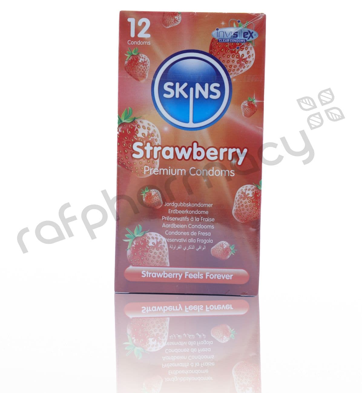 Skins Strawberry Flavoured Lubricated Condoms 12'S #16494