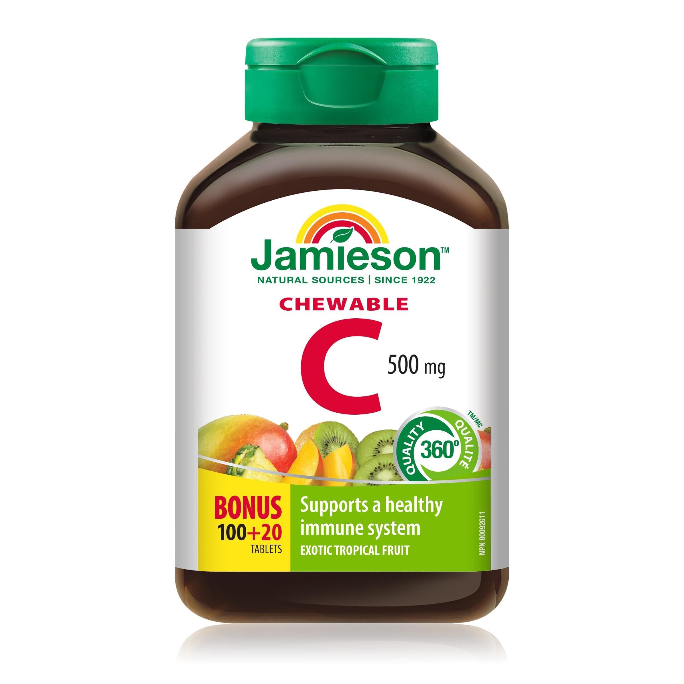 Jamieson Chewable C 500Mg Bonus 100+20 Tablets No.12664