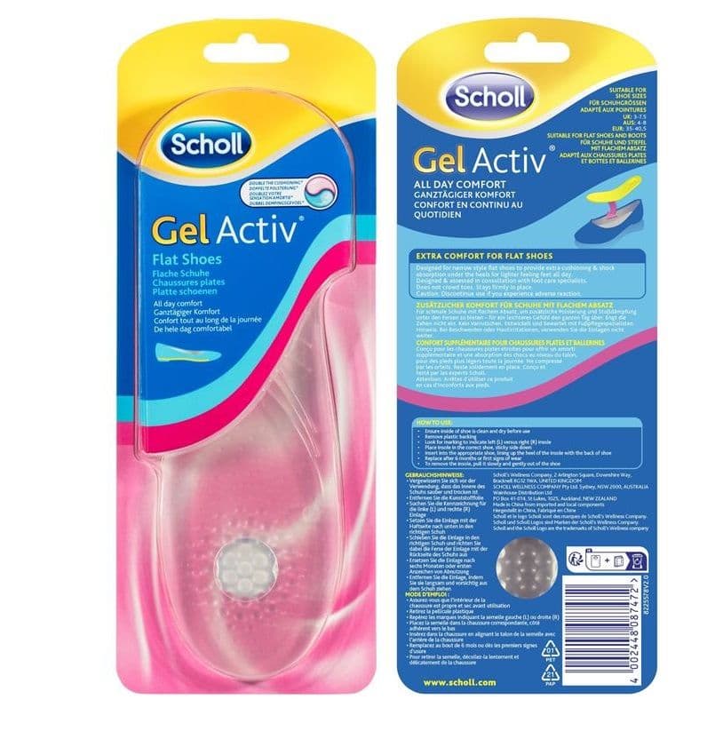 Scholl Gel Activ Insoles For Flat Shoes Uk Size 3- 7.5