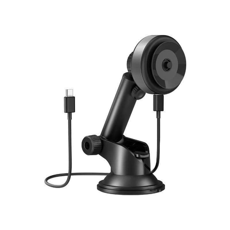 Energea Airlock, Vacuum Phone Mount With 15W Wireless Charging - Gunmetal