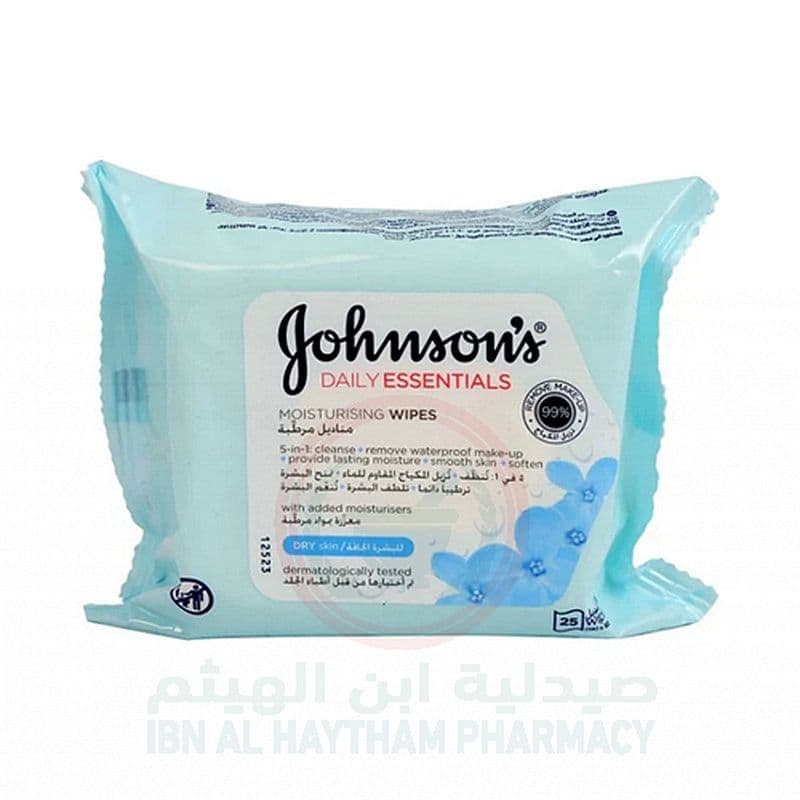 Johnson And Johnson Dry Skin Facial Wipes 25'S