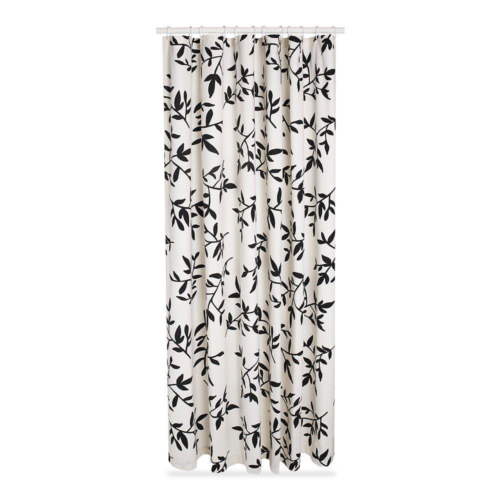 Cotton Printed Shower Curtain, Black - 182x182 cm