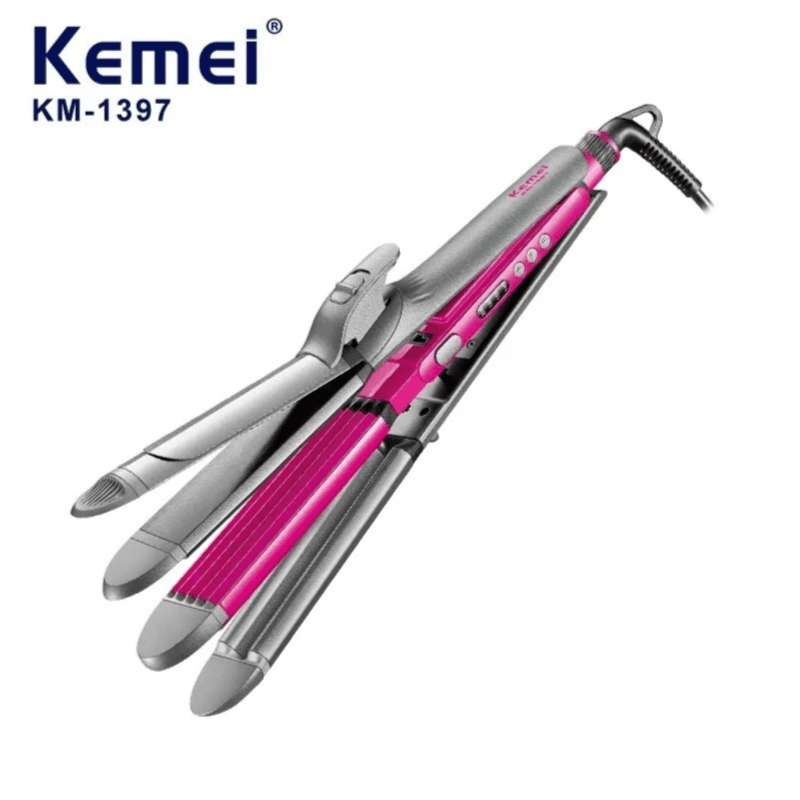 4 In 1 Beauty Styler Curler Hair Straightener Kemei
