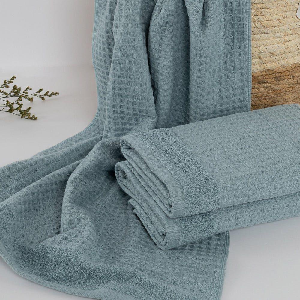 Spa Waffle Terry Reversible Hand Towel, Aqua Â€“ 500 Gsm, 50X80 Cm