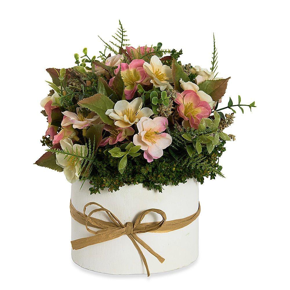 Apple Blossom In Round Planter, Peach - 17X18 Cm