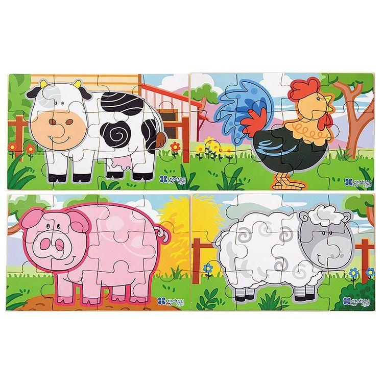 Viga 4-Puzzle Set - Farm