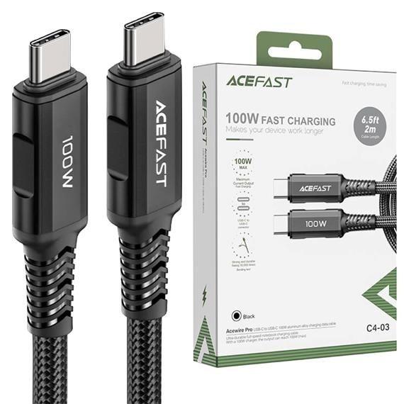 Acefast C4-03 Premium 100W Fast Charging Nylon Braid Cable 2Mtr - Usb-C To Usb-C