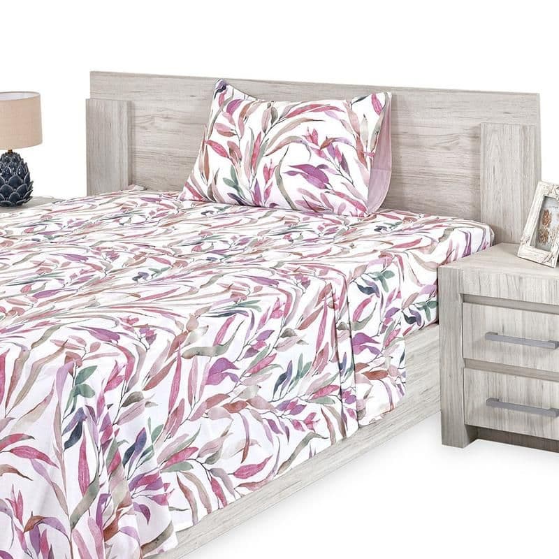 Foliage Bedding Set, Purple & Beige - 244X180Cm
